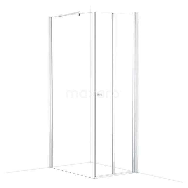 Modern glass shower screen with door, frameless design and side panels, ideal for a sleek bathroom layout.