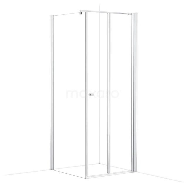 Strakke, witte douchecabine met glazen schuifdeur, ideaal voor een moderne badkamer. Minimalistisch design en kwaliteitsmaterialen.