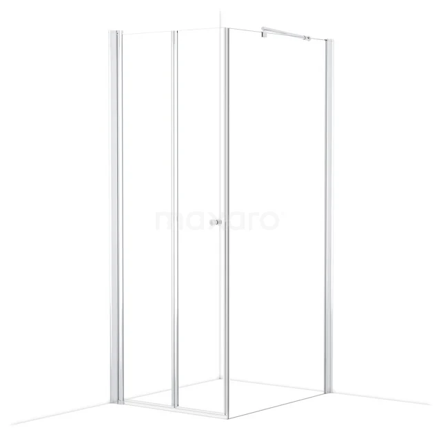 Strakke weiße Duschkabine mit Glasplatten, modernes Design und Aluminiumrahmen, ideal für ein stilvolles Badezimmer.