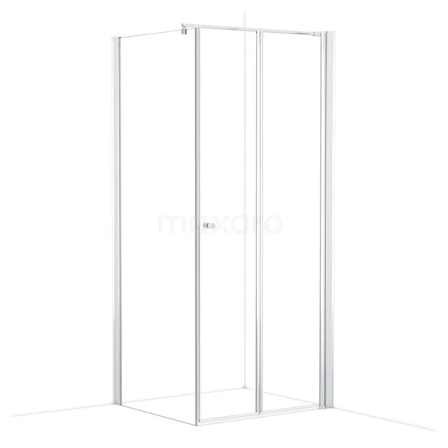 Weiße quadratische Duschkabine mit Schiebetüren, modernes Design, ideal für ein elegantes und funktionales Badezimmer.