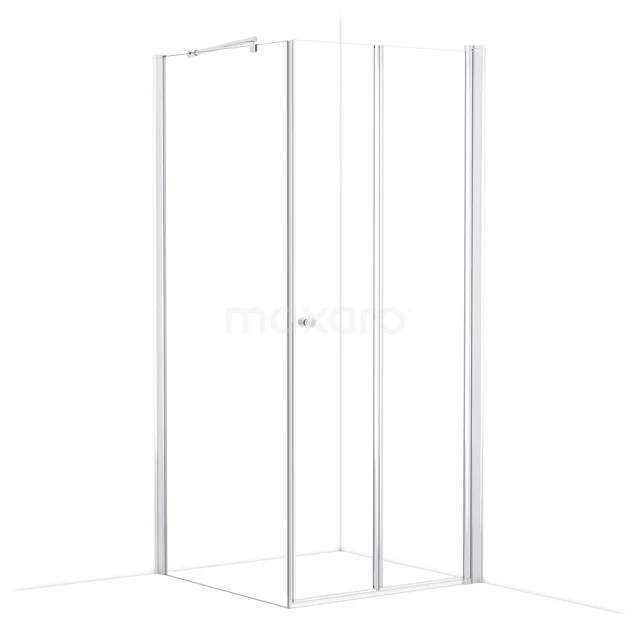 Shower screen made of clear glass with frosted white profiles, modern design, ideal for a stylish bathroom.