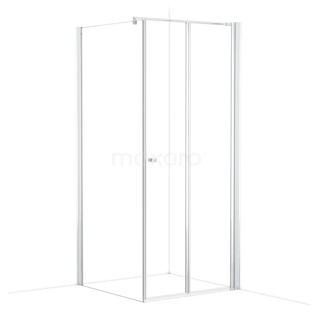 Zircon Comfort Shower enclosure | 100x90 cm Chrome Clear glass Folding door Rectangle L3692_10093R Corner shower cabin with clear glass, square design and white aluminium profiles, ideal for modern bathrooms.