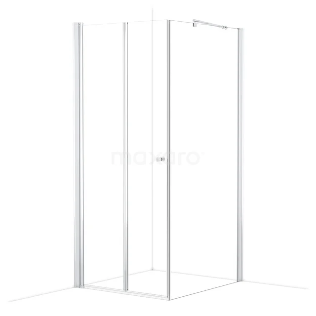 Duschkabine mit Klarglas und Aluminiumprofile, Eckeinstieg, modernes Design für ein stilvolles Badezimmer.