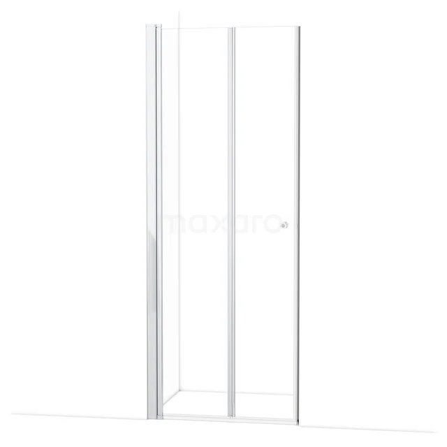 Witte, glazen douchewand met aluminium profiel, strak design, ideaal voor moderne badkamerinrichting.