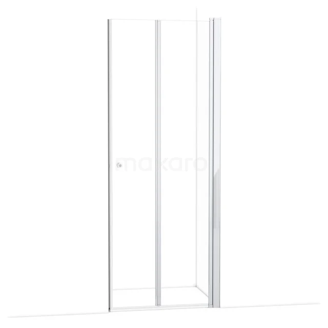 Witte douchewand met draaideur, strak aluminium frame, geschikt voor moderne badkamers, serie PureLine.