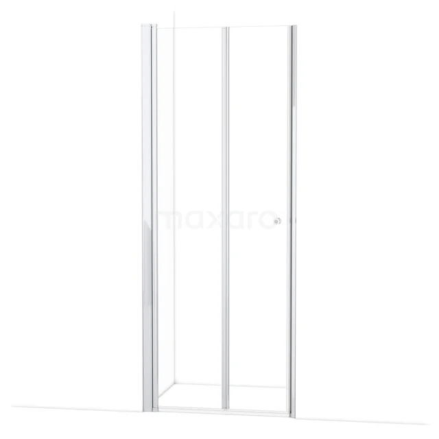 Witte glazen douchewand met aluminium frame, strak design, ideaal voor moderne badkamers.