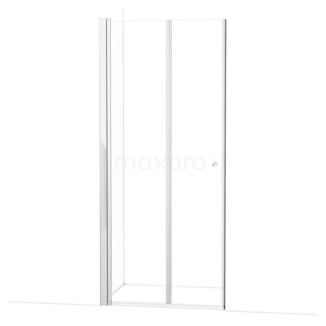 Witte glazen douchewand met minimalistisch aluminium frame, ideaal als stijlvolle en moderne badkameroplossing.