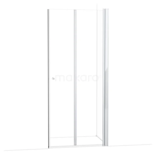 Witte glazen douchewand met strak aluminium frame, perfect voor moderne badkamers. Minimalistisch ontwerp voor een ruimtelijke uitstraling.