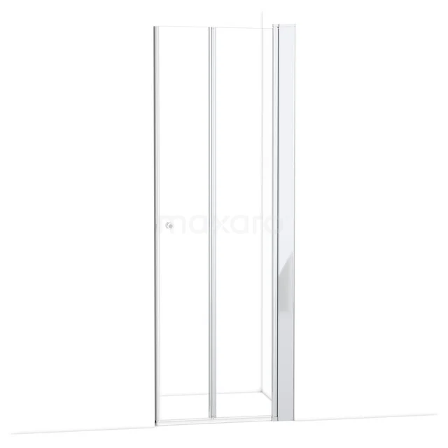 Weiße Glas-Duschwand mit Aluminium-Profil, minimalistisches Design, ideal für einen modernen Badezimmerraum.