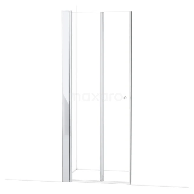 Witte glazen douchedeur met aluminium frame, modern design en ruimtebesparend schuifsysteem, ideaal voor elke badkamer.