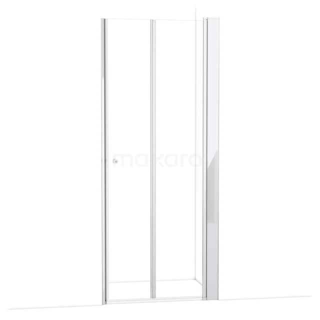 Zircon Comfort Duschtür | 95 cm Chrom Klarglas Falttür S2892_0927R Weiße Duschtür mit klarem Design, Glasplatten und Aluminiumrahmen, perfekt für moderne Bäder.
