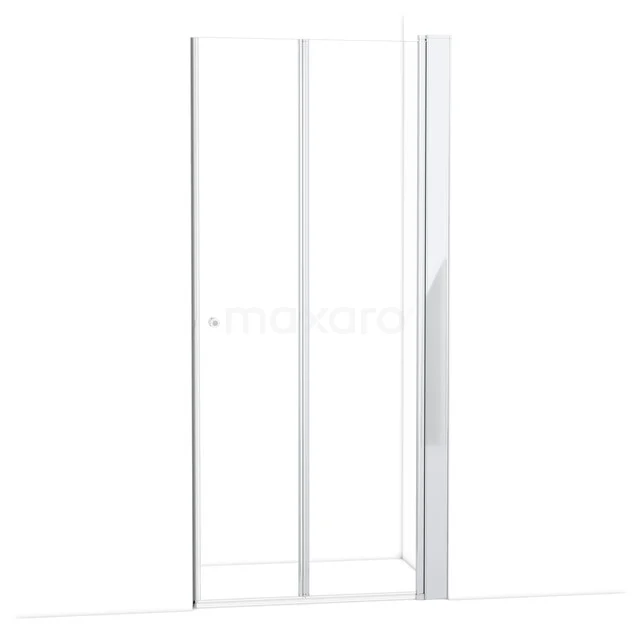 Duschtür Zircon Comfort 100cm Falttür Chrom rechtsdrehend / rechts öffnend S2892_1026R Glasene Duschwand, klar transparent, mit minimalistischem weißen Profil, ideal als moderne Trennwand für das Badezimmer.