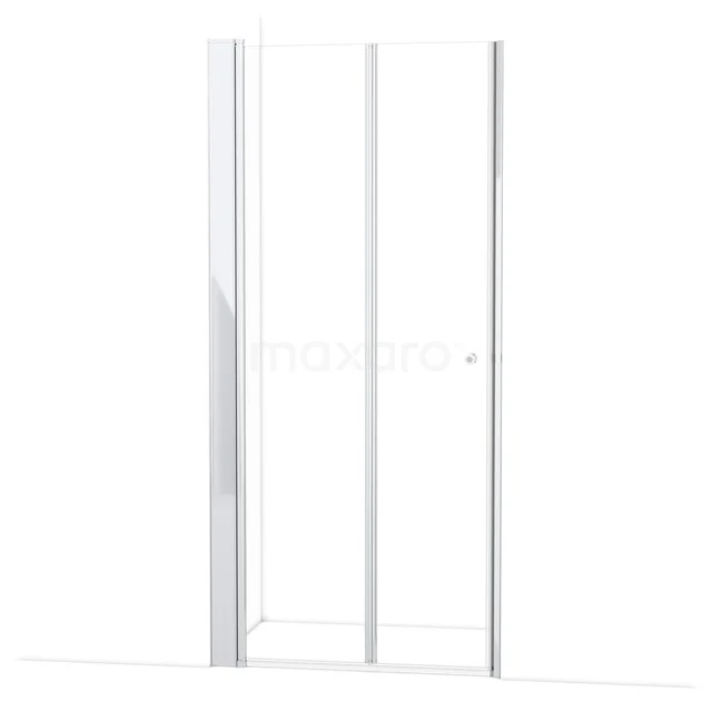 Duschtür Zircon Comfort 105cm Falttür Chrom links öffnend / linksdrehend S2892_1027L Weiße Glastür mit schmalem Aluminiumrahmen, ideal für eine moderne Badezimmergestaltung.
