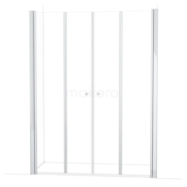 Douchecabine met glazen deuren, strak aluminium frame, ideaal voor een moderne badkamer.