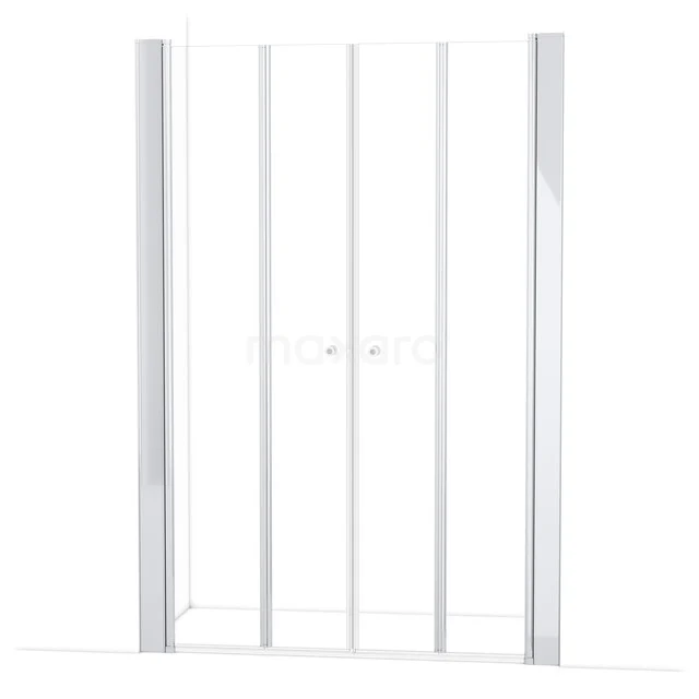 White glass shower door with sleek design, aluminium frame and swivel function, perfect for a modern bathroom.