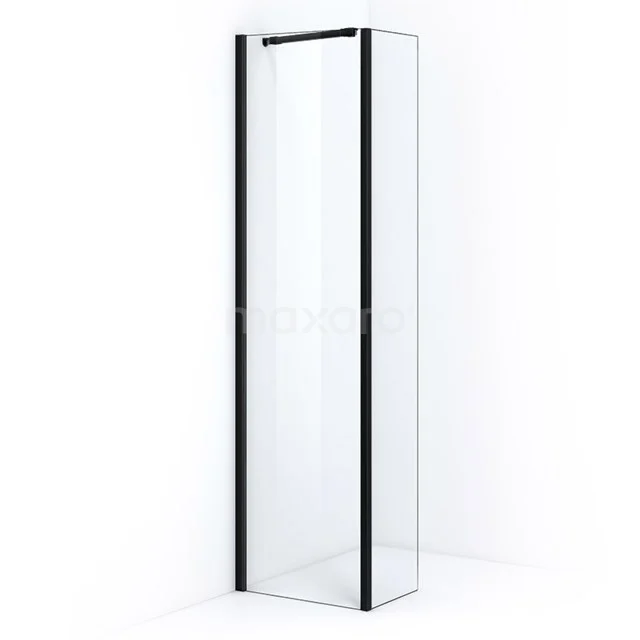 Pearl Inloopdouche | 50 cm Mat zwart Helder glas Vaste wand met zijwand IPC052100M