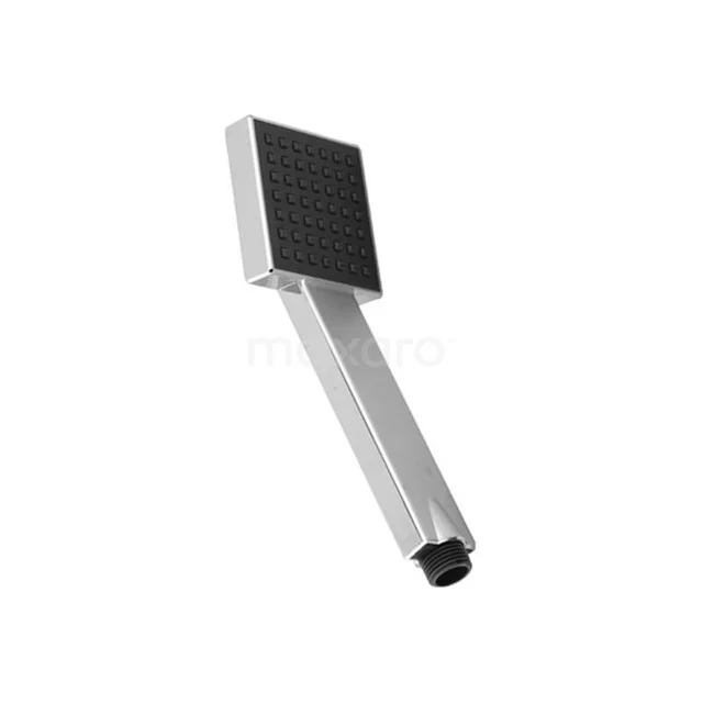 Square silver handheld shower with black head, modern design, ideal for bathroom accessories and water saving.