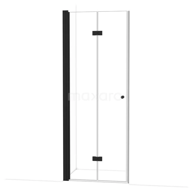 Diamond Douchedeur | 80 cm Mat zwart Helder glas Vouwdeur DDV081110MB