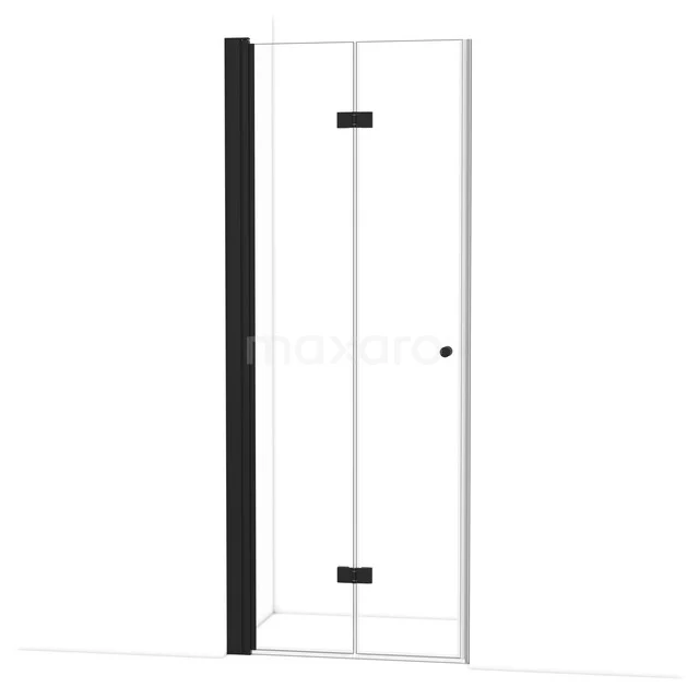 Glasene Duschtür mit schwarzem Metallprofil, schlankes Design, ideal für eine moderne Badezimmer Einrichtung.