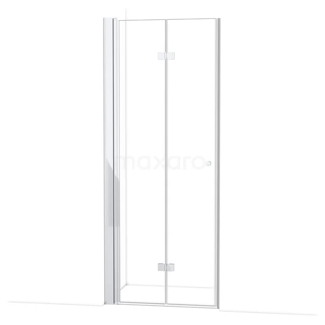 Glasene Duschtür mit schickem silberfarbenem Rahmen, Scharnierdesign, perfekt für eine moderne Badezimmergestaltung.