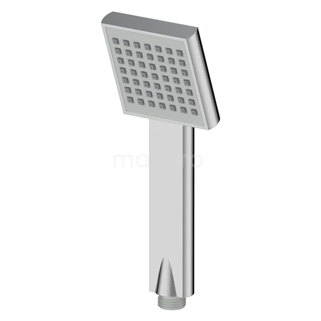 Viereckige chromatische Handbrause mit klarem Design, ausgestattet mit mehreren Sprühöffnungen für ein modernes Badezimmererlebnis.