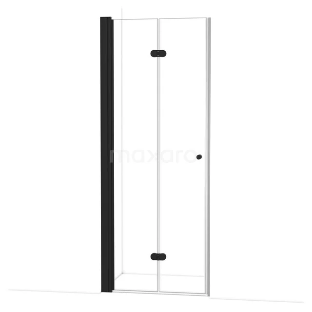 Diamond Douchedeur | 80 cm Mat zwart Helder glas Vouwdeur DDV081220MB
