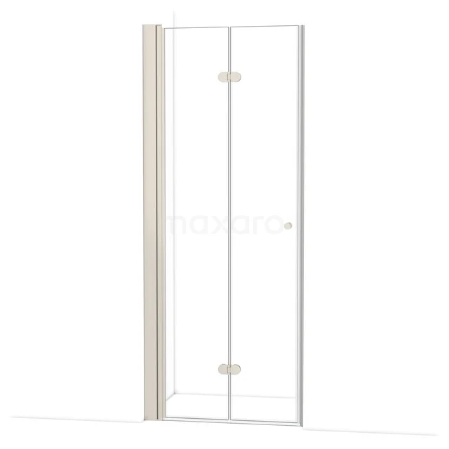 Glas Duschtür mit Scharnieren, Klarglas und Aluminium Profil, ideal für eine moderne Badezimmereinrichtung.