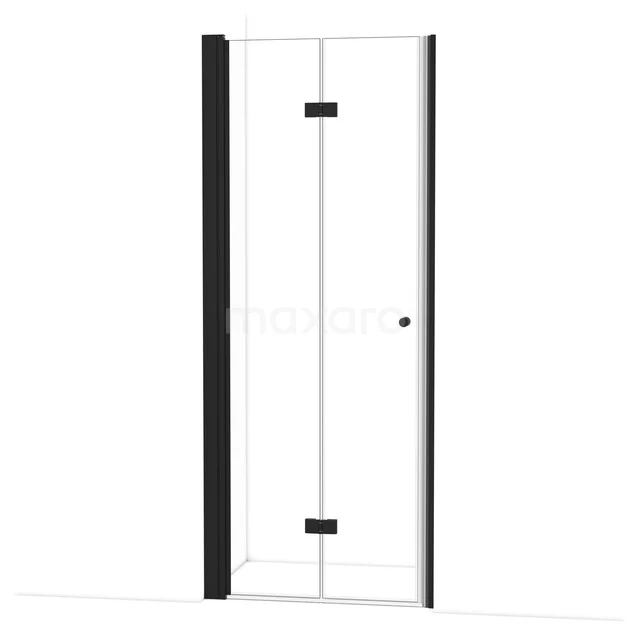 Diamond Duschtür | 85 cm Matt Schwarz Klarglas Falttür DDV082120MB Glasene Duschtür mit schwarzem Aluminiumrahmen, schlankem Design und Scharnieren, ideal für einen modernen Badezimmerstil.