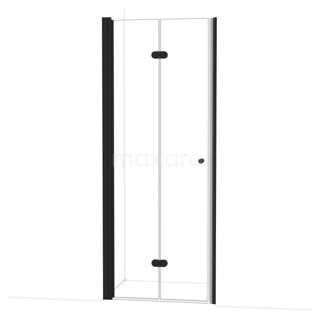 Strakke Glas-Duschtür mit Schwarz Akzenten, geeignet für moderne Bäder, hergestellt aus nachhaltigem Material.