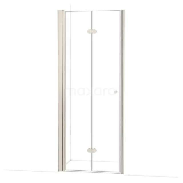 Eckige Glastür mit silberfarbenen Profilen, ideal für ein modernes Badezimmer; elegantes Design aus der Premium-Serie.