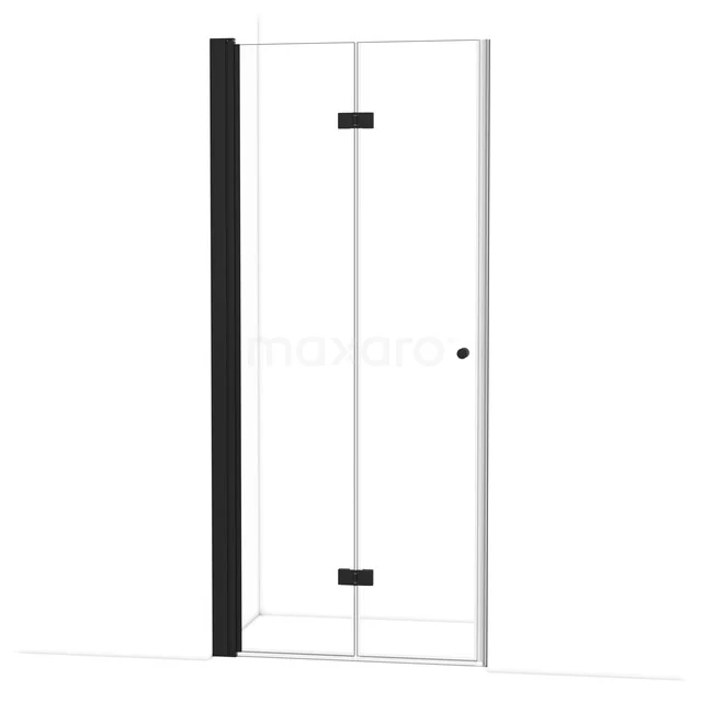 Glas Dusche Tür mit Schwarz Profil, Klarglas und minimalistischem Design; stilvoll und praktisch für jedes Badezimmer.