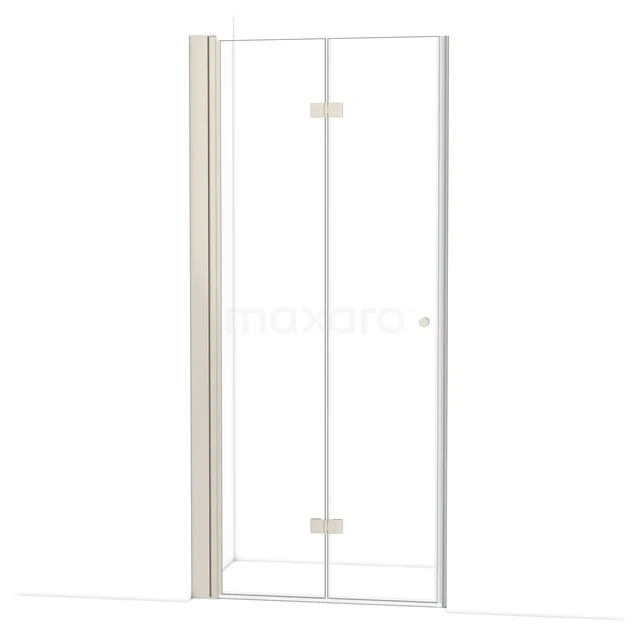 Glas Duschtür mit Scharnieren, Klarglas, Aluminium Profil, minimalistisches Design, perfekt für moderne Bäder.