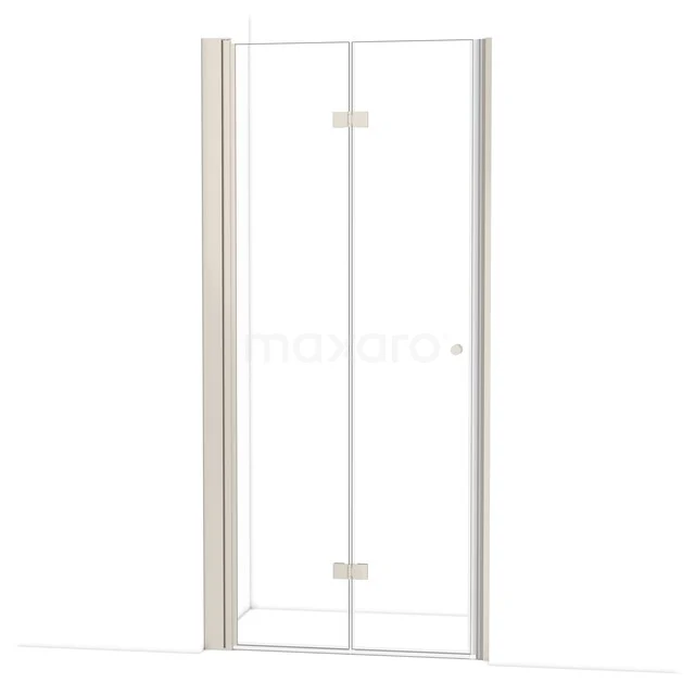 Glasdouchedeur mit Scharnieren, Klarglas und Aluminiumprofil, moderner Stil für eine stilvolle Badezimmergestaltung.