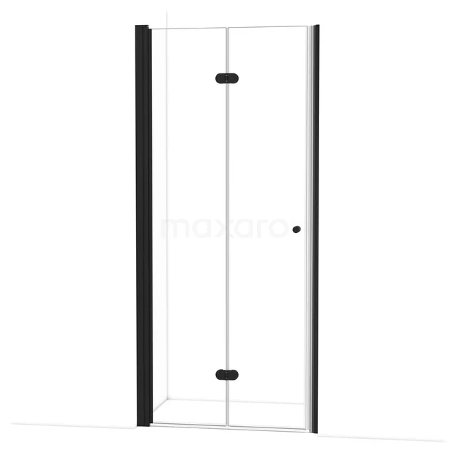Diamond Duschtür | 95 cm Matt Schwarz Klarglas Falttür DDV092210MB Duschtür aus Klarglas mit mattschwarzen Profilen, elegantes Design für moderne Bäder.