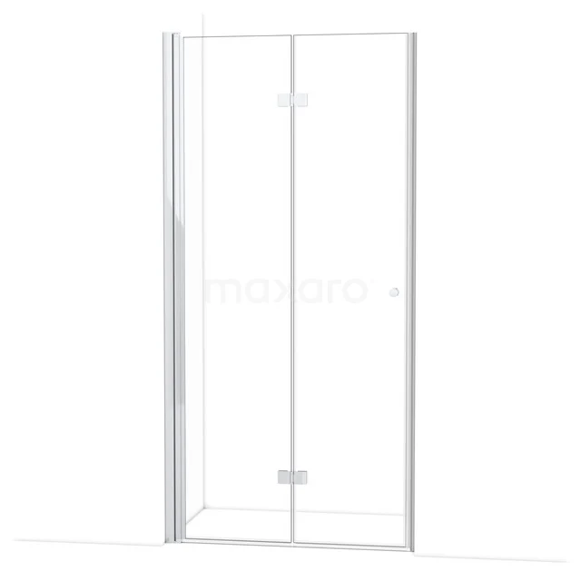 Glas Duschkabine mit doppelten Türen, eckigem Design, klarem Sicherheitsglas, ideal für ein modernes Badezimmer.