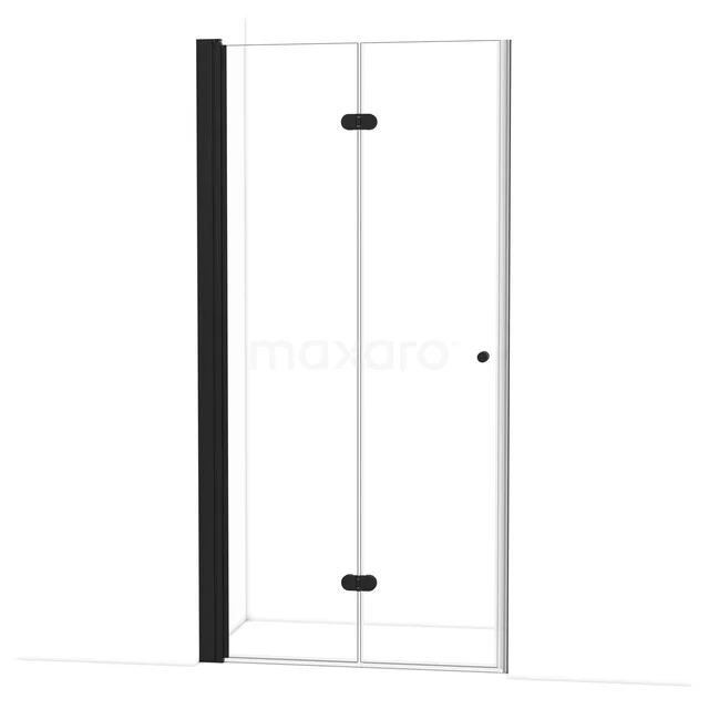 Diamond Duschtür | 100 cm Matt Schwarz Falttür DDV101220MB Glasene Duschtür mit schwarzen Scharnieren, minimalistisches Design, perfekt für eine moderne Badezimmergestaltung.