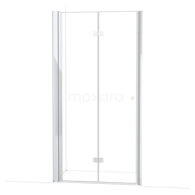 Glas Duschtür mit Drehtür, Klarglas, weißes Profil, geeignet für moderne Bäder.