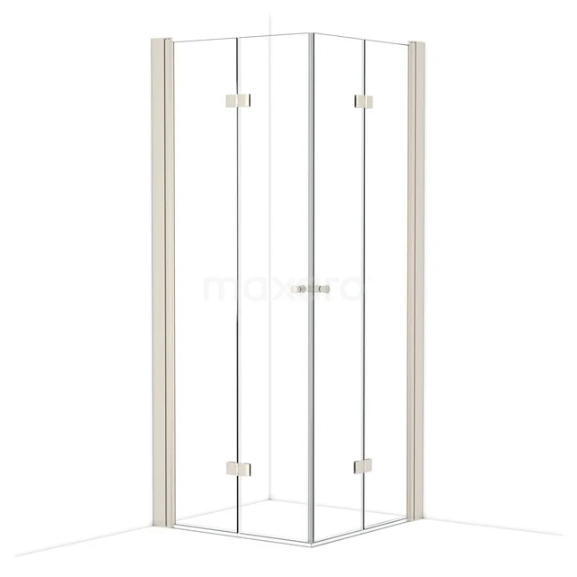 Glasene Ecke Duschkabine mit Aluminium Profilen, transparentes Design für ein modernes Badezimmer. Serie: Minimal Elegant.