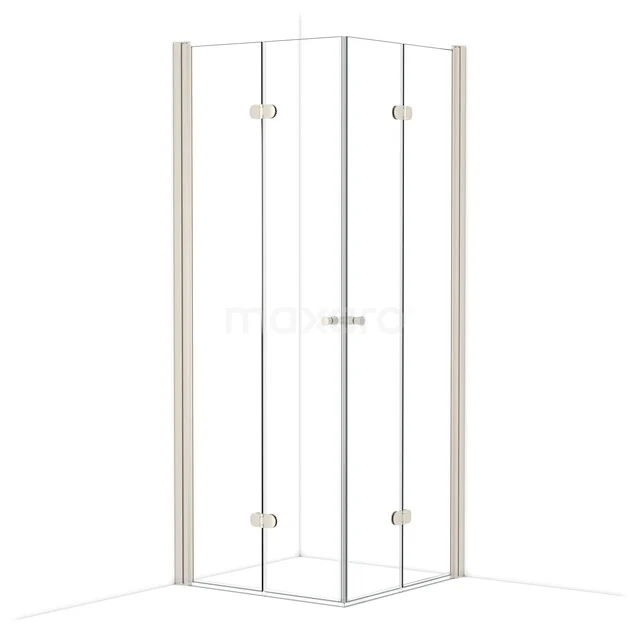 Diamond Duschkabine | 80x80 cm Edelstahl Falttür Quadrat CDW0808210BR Glas Duschkabine mit Eckeinstieg, Aluminium Profile in Silberfarbe, ideal für ein modernes Badezimmer.