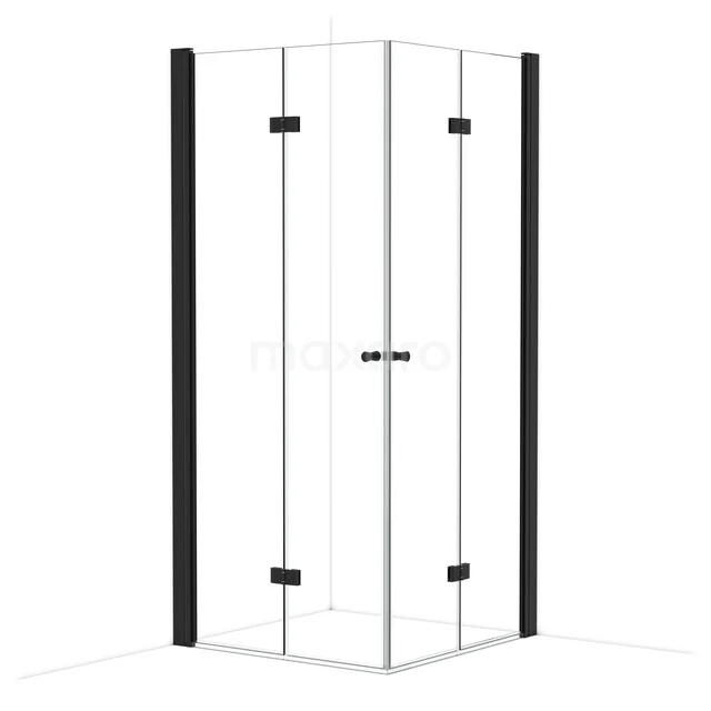 Duschkabine Diamond Clear 90x90 cm Quadratisch mit Falttür CDW0909120MB Eck-Duschkabine mit Schwarz Profil, Glastüren und minimalistischem Design; ideal für ein modernes Badezimmer.
