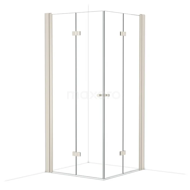 Duschkabine viereckig mit transparentem Glas und matt weißen Profilen, ideal für ein modernes Badezimmer.