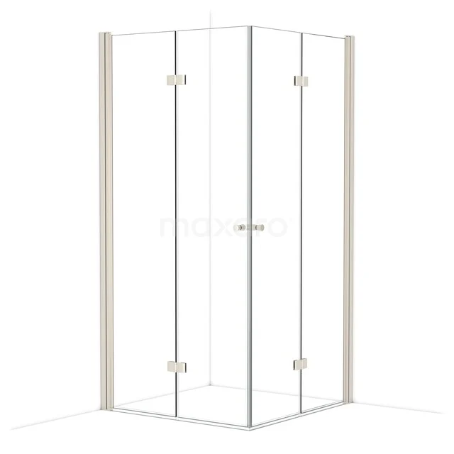 Eck-Duschkabine aus gehärtetem Glas mit Aluminium-Profilen, ideal für ein modernes Badezimmer.