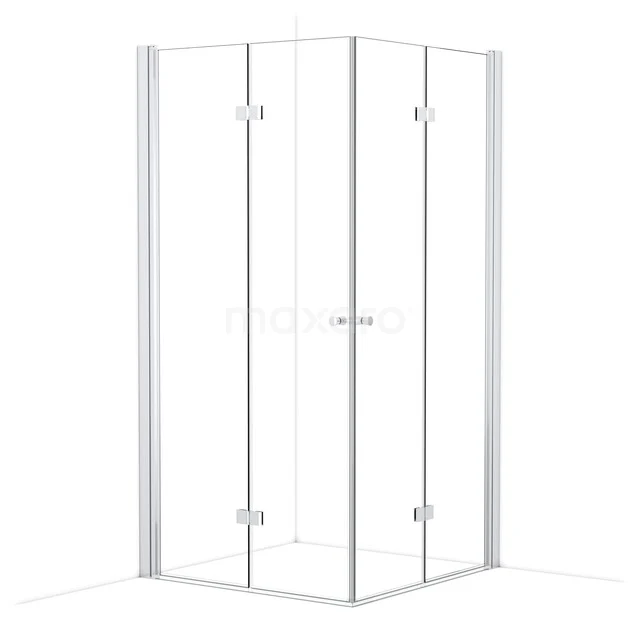 Glasene Duschkabine Eckmodell mit transparenten Schiebetüren, schlanken Aluminiumprofilen, ideal für moderne Bäder.