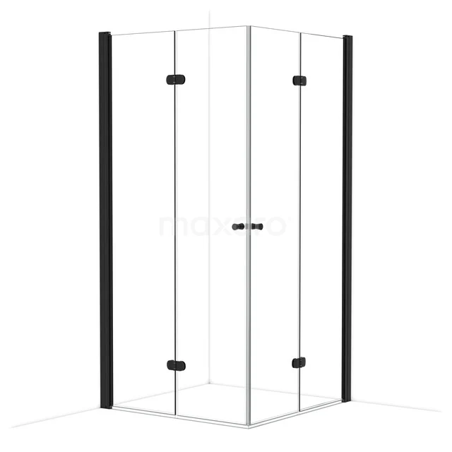 Diamond Douchecabine | 100x100 cm Mat zwart Helder glas Vouwdeur Vierkant CDW1010210MB