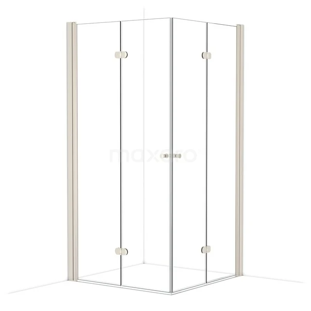 Glasene Duschkabine mit klarem Eckdesign, Scharnier Tür und Aluminium Profilen, perfekt für jedes moderne Badezimmer.