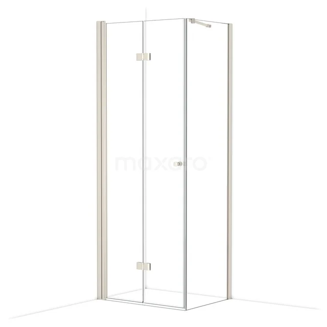 Glass shower cabin with corner door, transparent safety glass and aluminium profiles, ideal for a modern bathroom style.