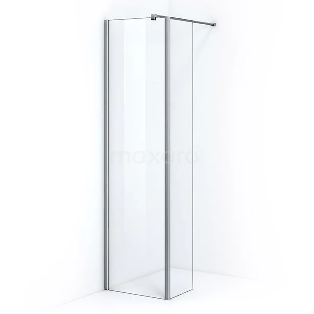 Glass shower screen with aluminium profile, sleek design and anti-scaling coating, ideal for a modern bathroom.