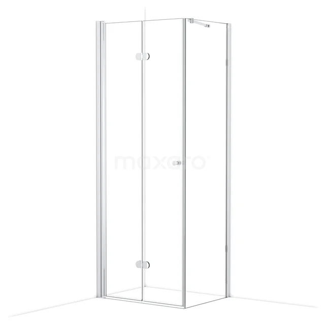 Glas Duschkabine mit Eckeinstieg, transparentem Sicherheitsglas und silberfarbenem Rahmen, ideal für moderne Bäder.