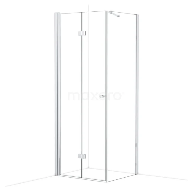 Diamond Duschkabine | 80x70 cm Chrom Falttür Rechteck CDV08071210C Weiße Eck-Duschkabine mit Glaswänden, Scharnier-Tür und modernem Design, ideal für moderne Bäder.