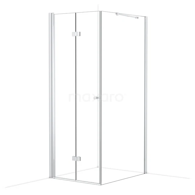 Duschkabine Diamond Clear 100x80 cm Rechteckig mit Falttür CDV08101210C Glasene Duschkabine mit Matt Weiß Profilen, quadratischem Design und Scharnier Tür, perfekte Ergänzung zu einem modernen Badezimmer.